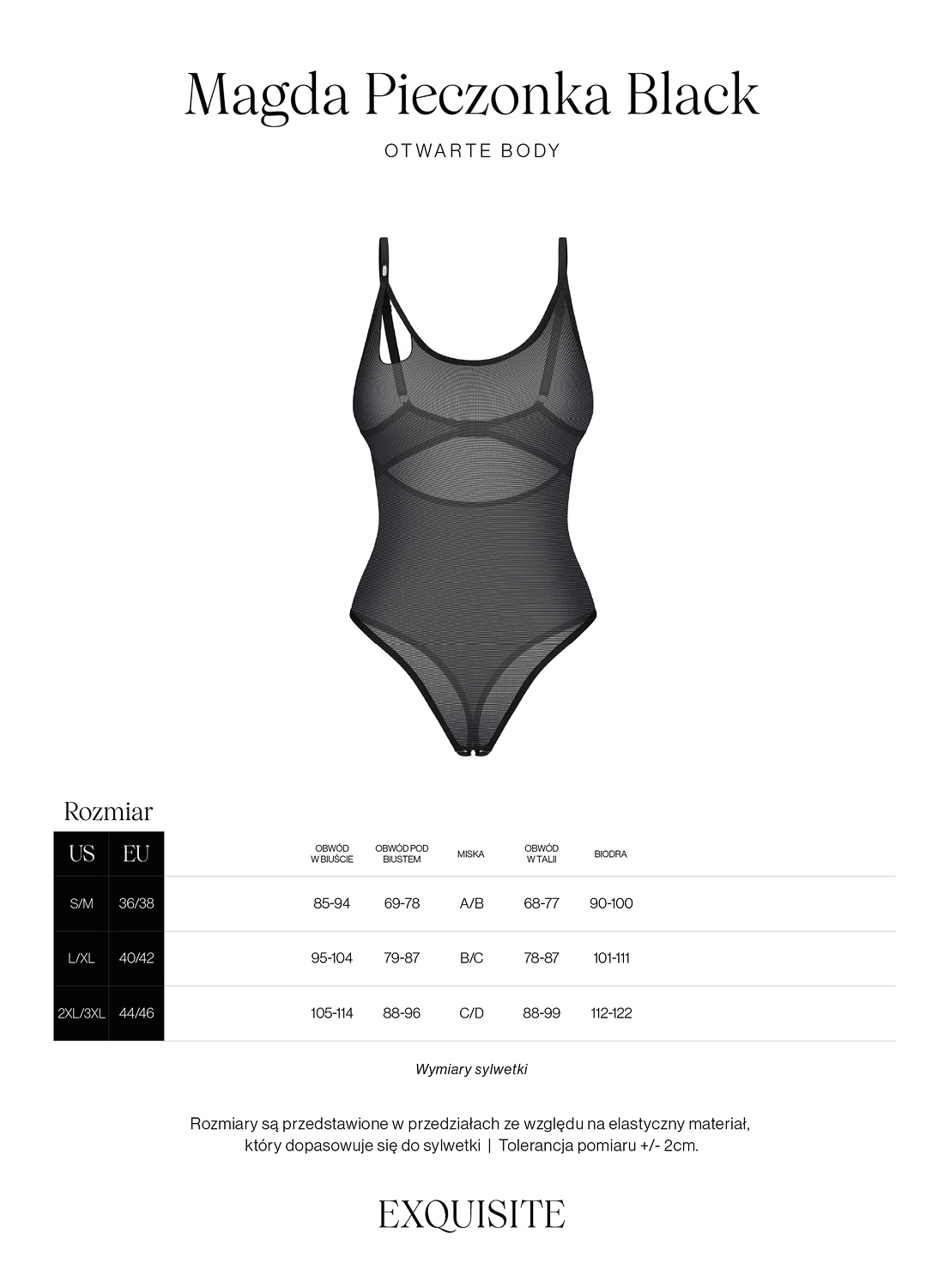 Exquisite by Obsessive MP Black body z otwartym krokiem