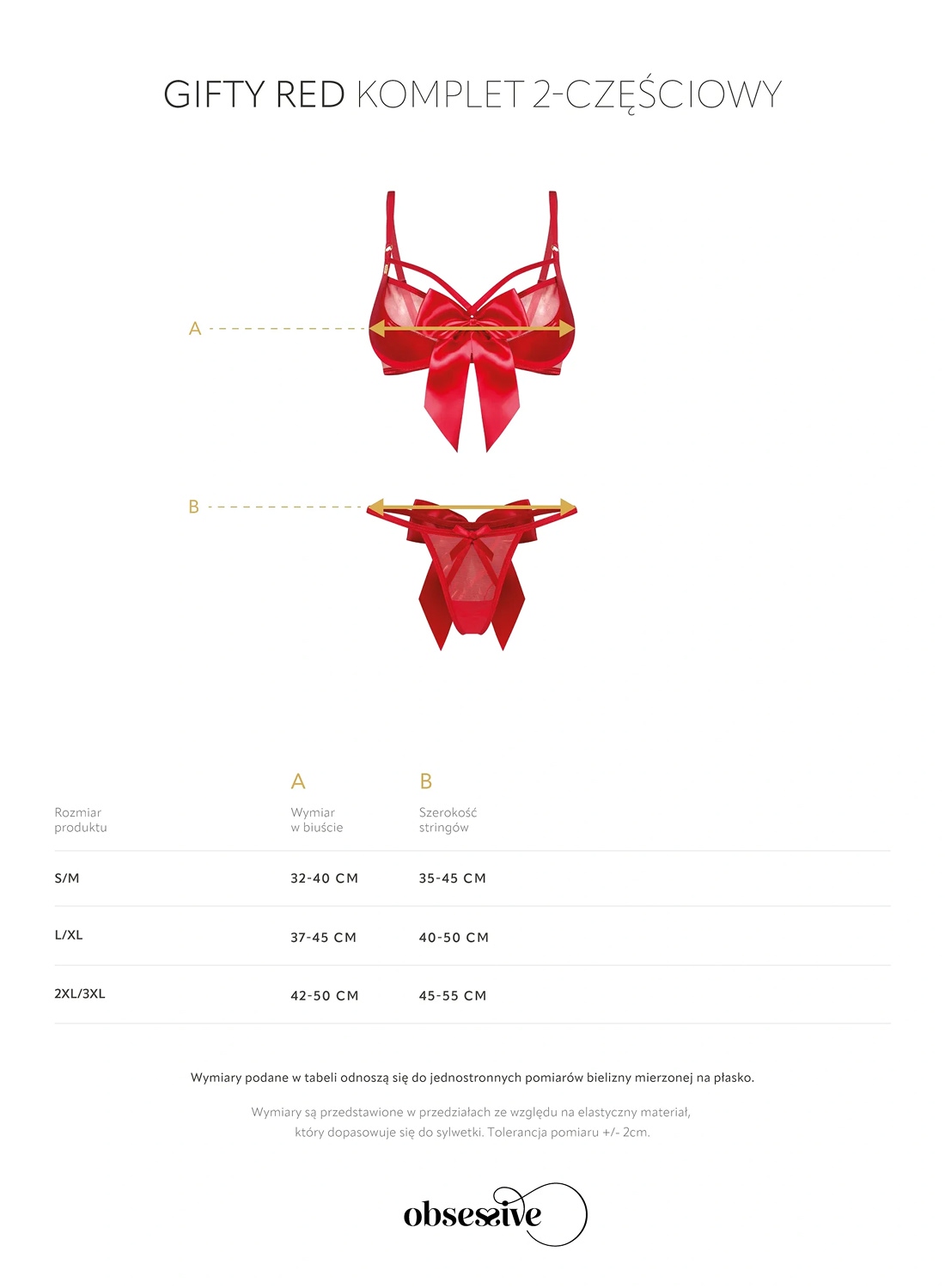 Obsessive Gifty Red komplet: biustonosz i stringi
