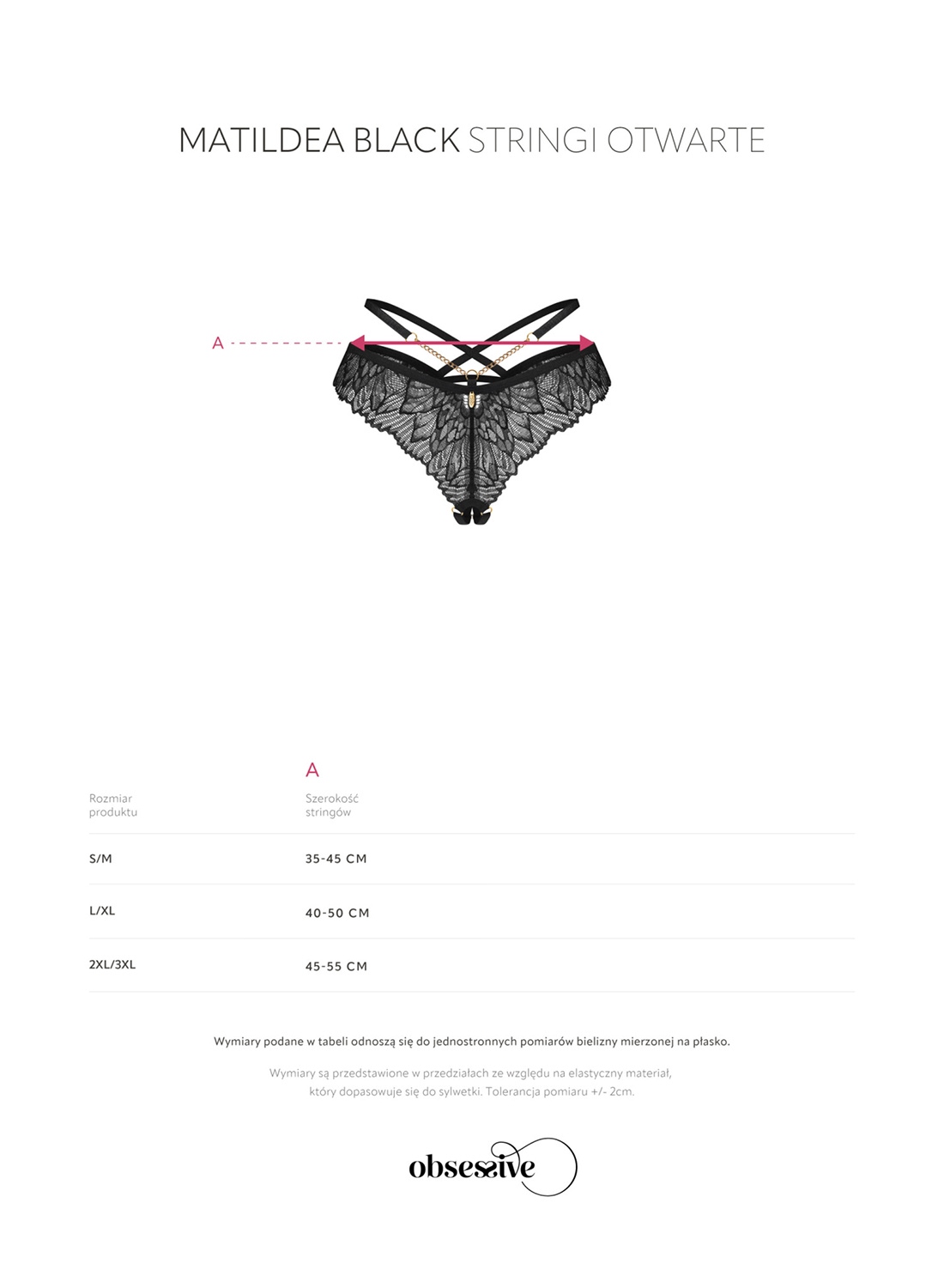 Obsessive Matildea Black stringi z otwartym krokiem