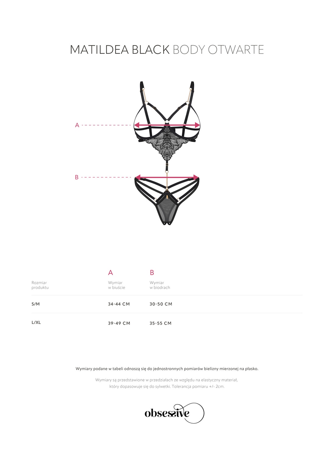 Obsessive Matildea Black body z otwartym krokiem