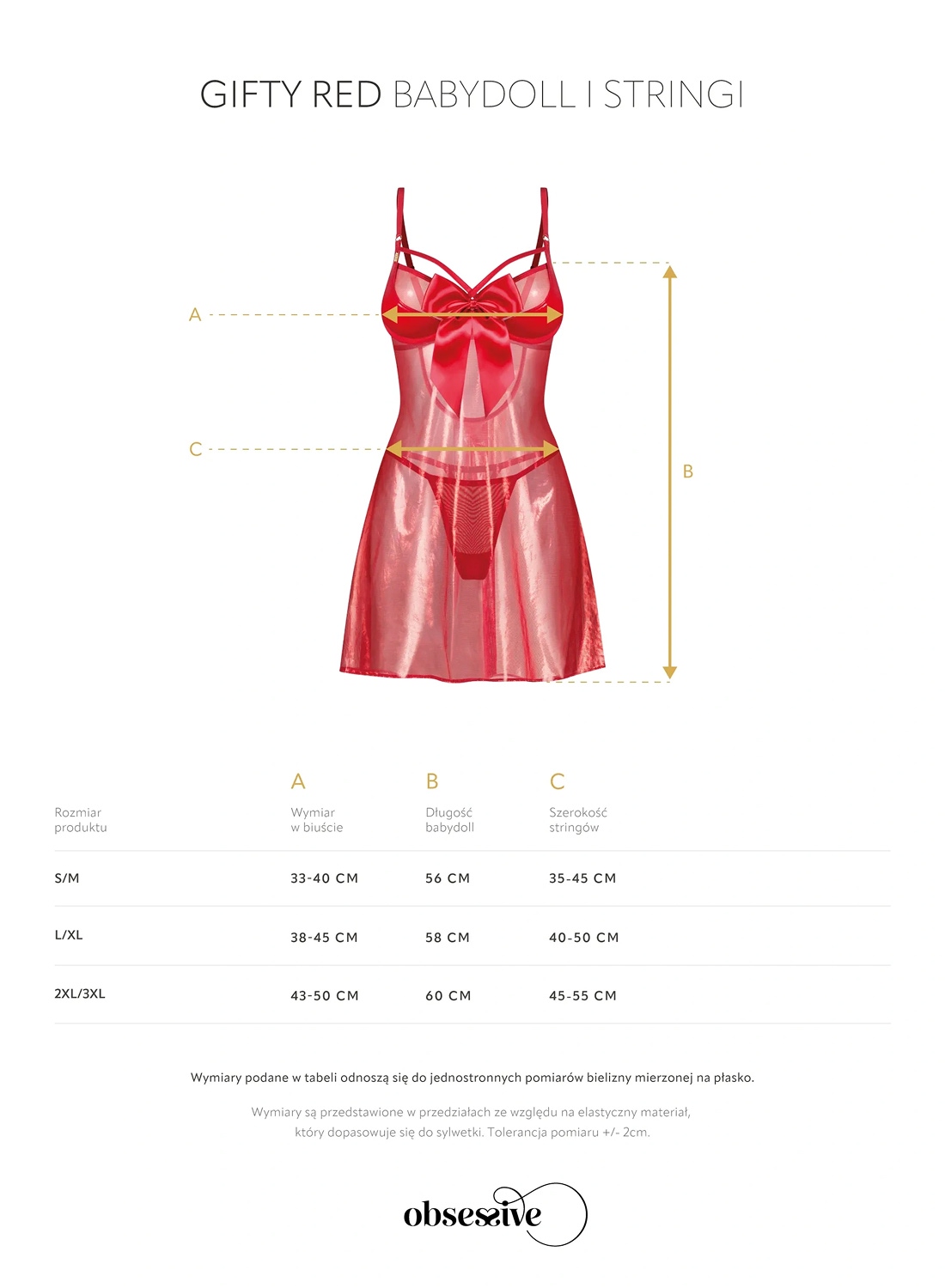 Obsessive Gifty Red koszulka babydoll i stringi