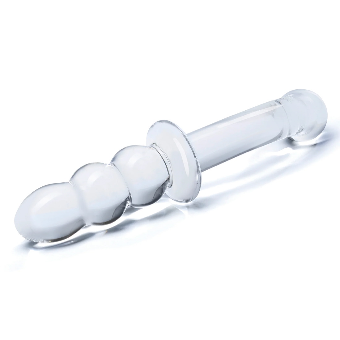 Gläs 8” Ribbed 2 w 1 szklane dildo i koraliki analne 