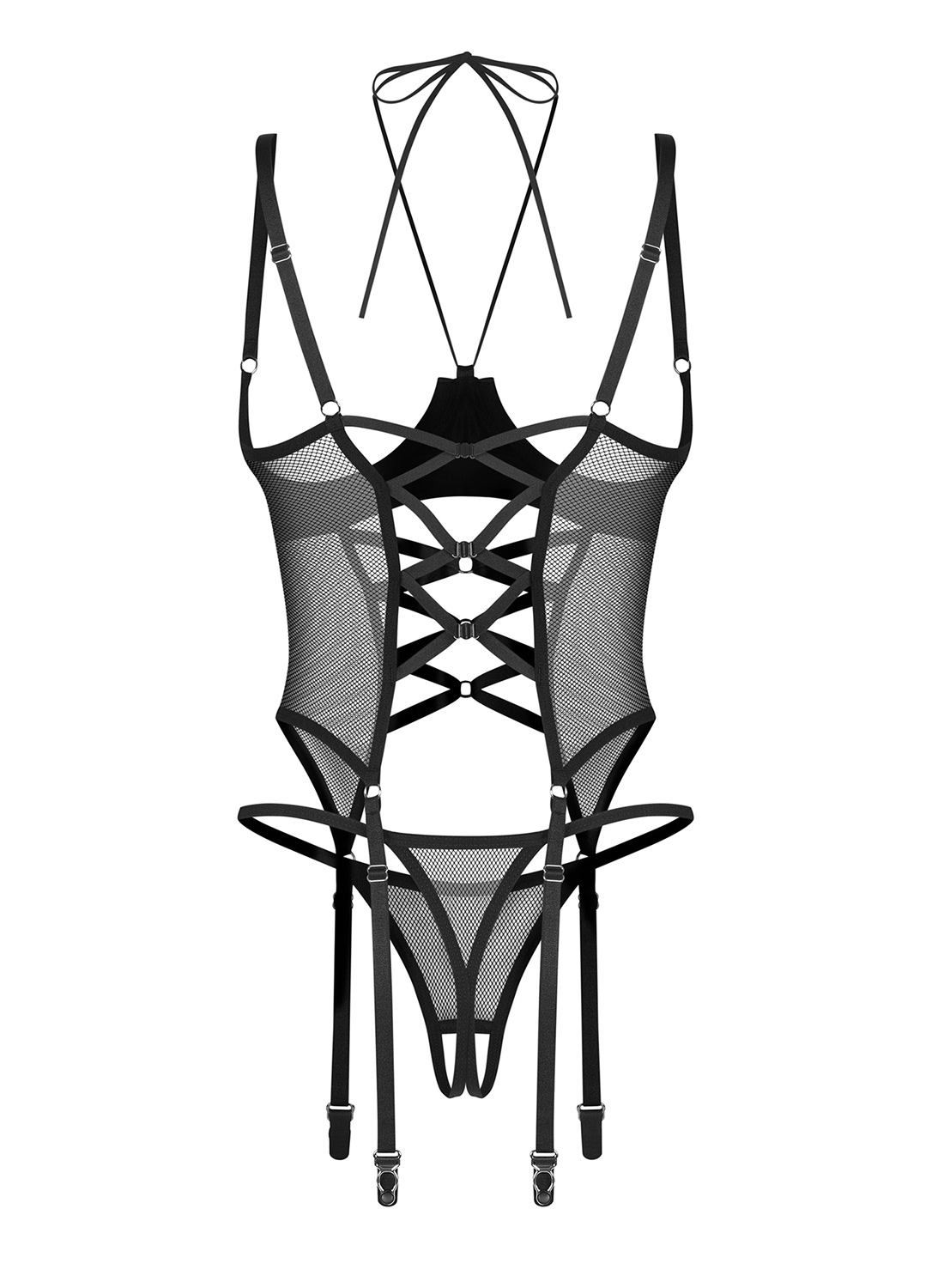 Obsessive Dominna gorset i stringi z otwartym krokiem