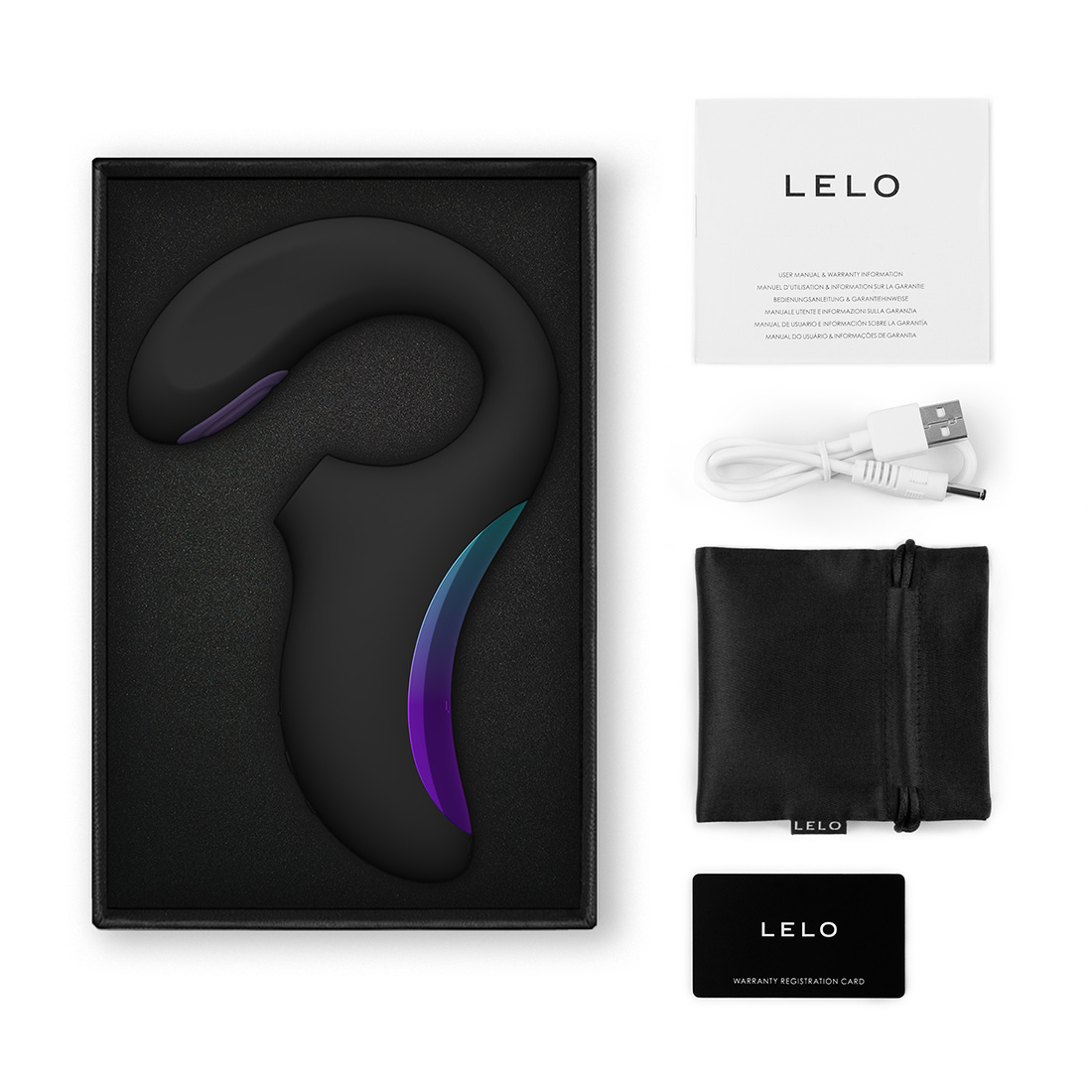 LELO Enigma Double Sonic wibrator króliczek z sonicznym masażerem łechtaczki sterowany telefonem 