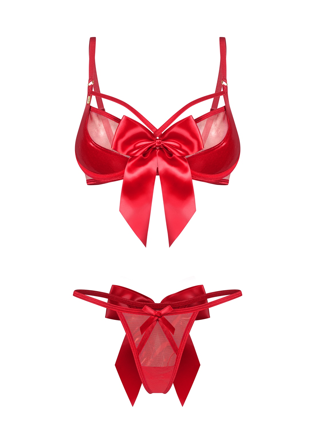Obsessive Gifty Red komplet: biustonosz i stringi