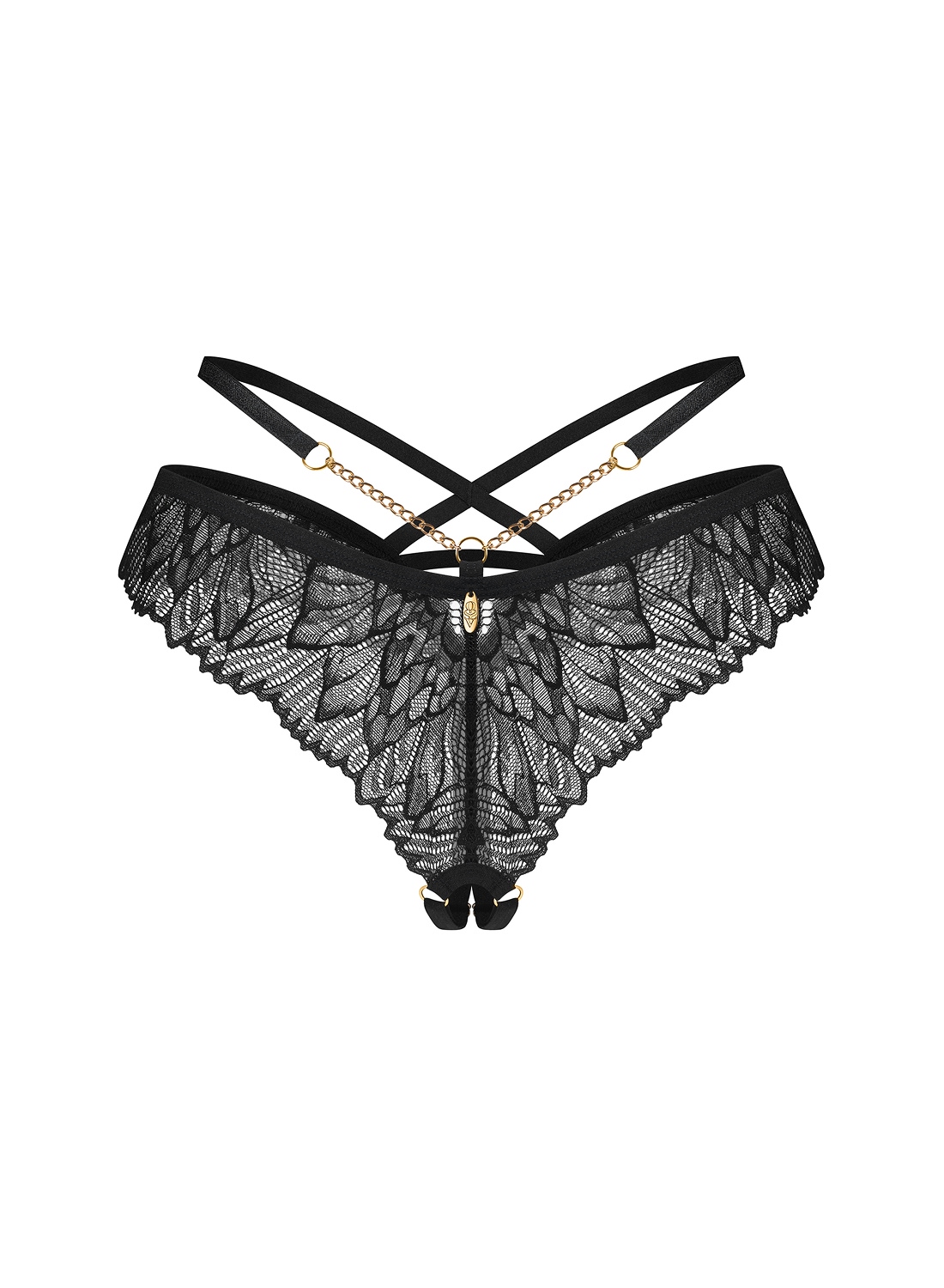 Obsessive Matildea Black stringi z otwartym krokiem