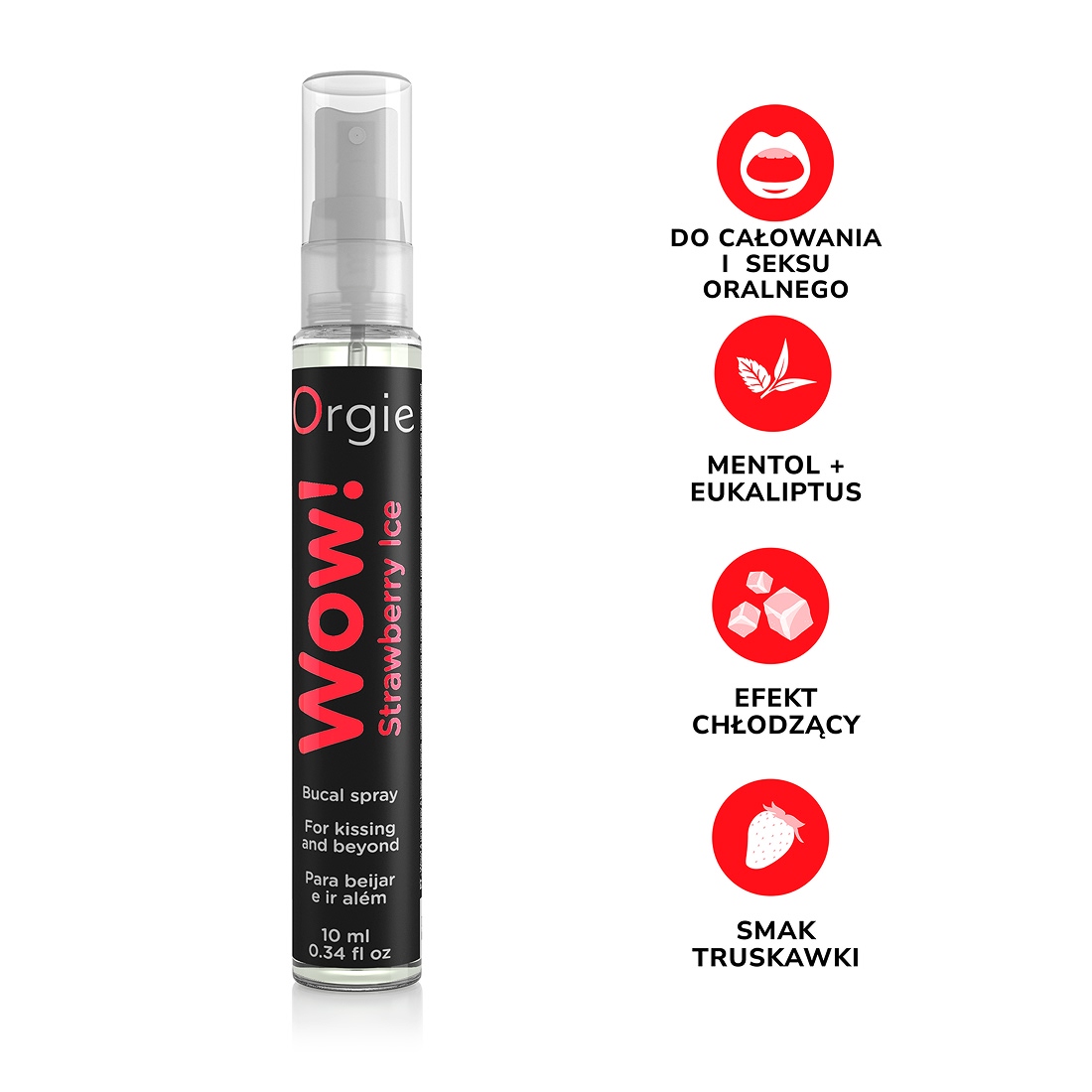 Orgie Wow chłodzący spray oralny o smaku truskawki