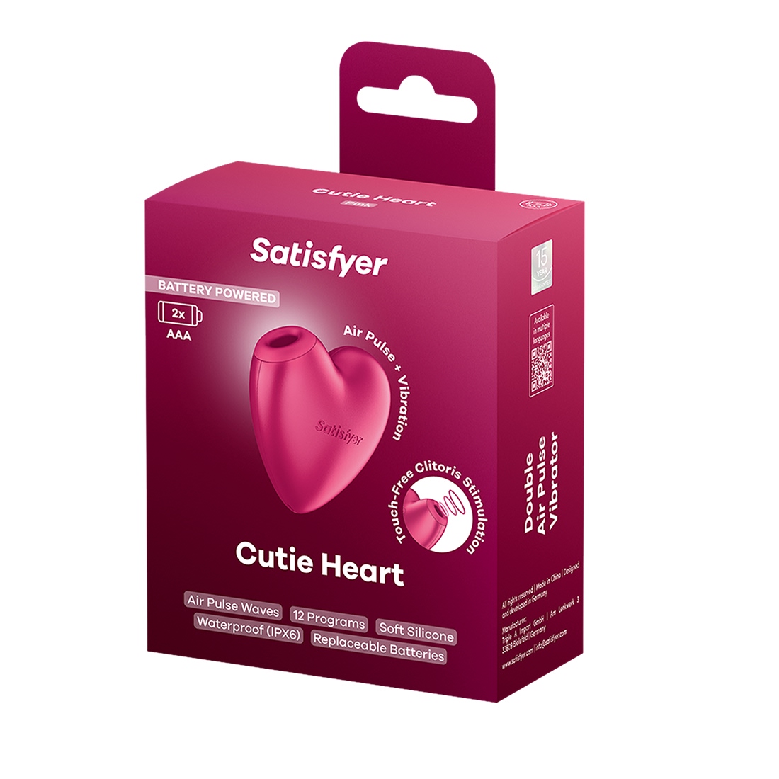 Satisfyer Cutie Heart - Battery Powered bezdotykowo-wibrujący masażer łechtaczki 2 w 1