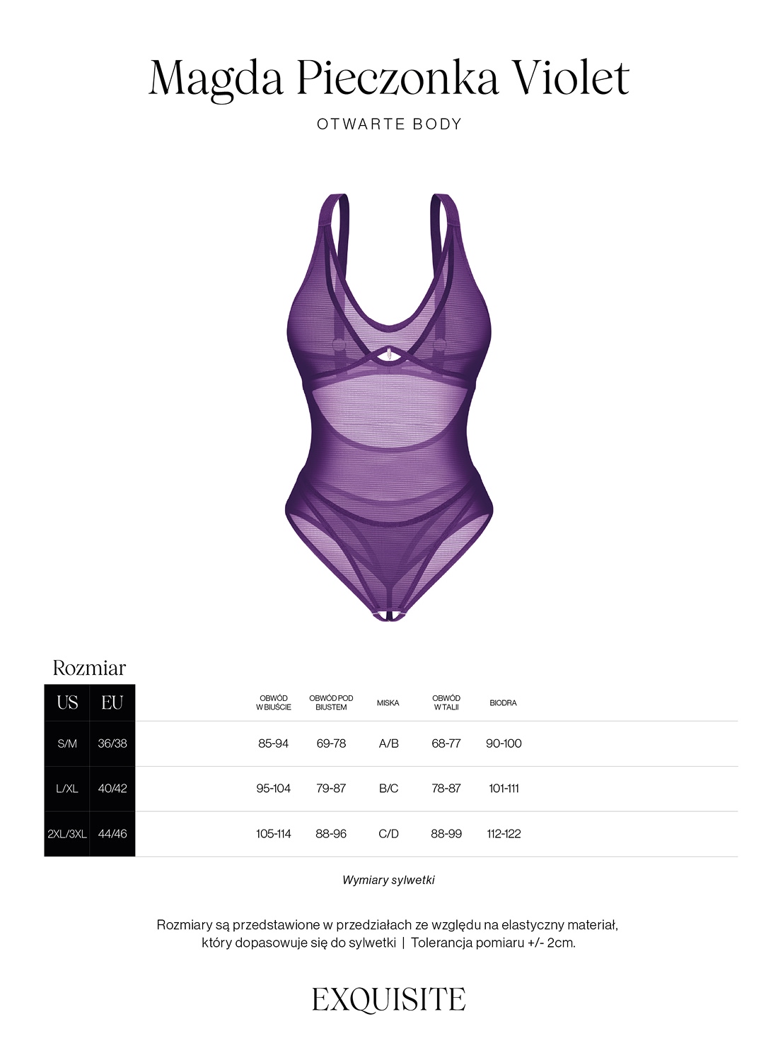 Exquisite by Obsessive MP Violet body z otwartym krokiem
