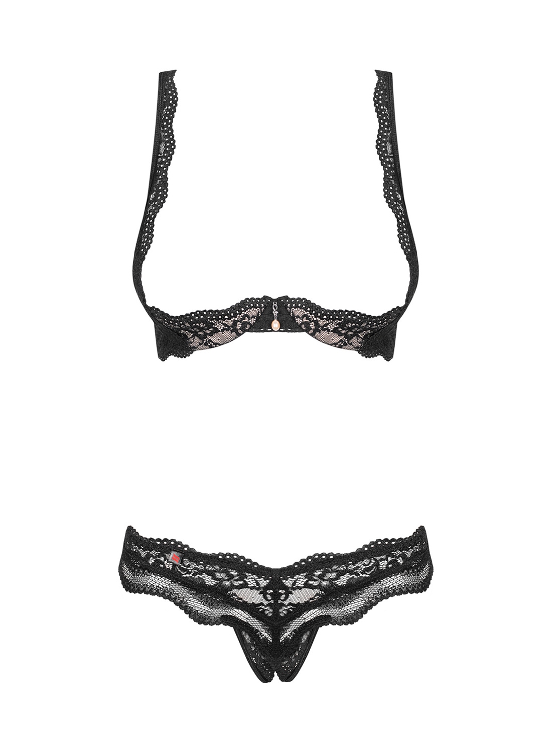 Obsessive komplet: półbiustonosz i i stringi z otwarty krokiem (Luvae)