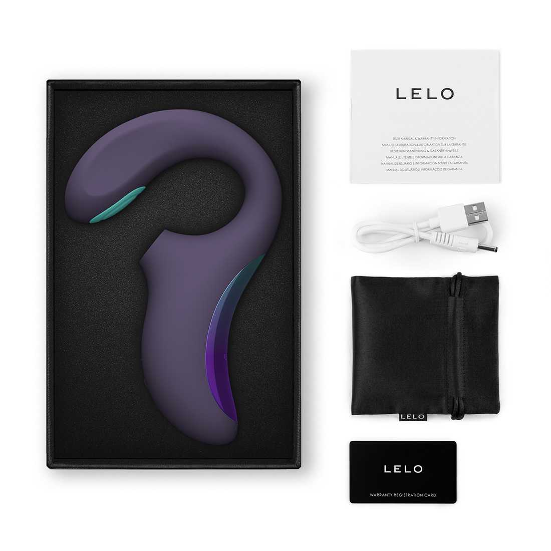 LELO Enigma Double Sonic wibrator króliczek z sonicznym masażerem łechtaczki sterowany telefonem 