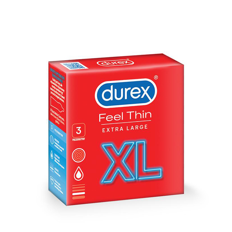 Durex Feel Thin XL prezerwatywy powiększane dodatkowo nawilżane 