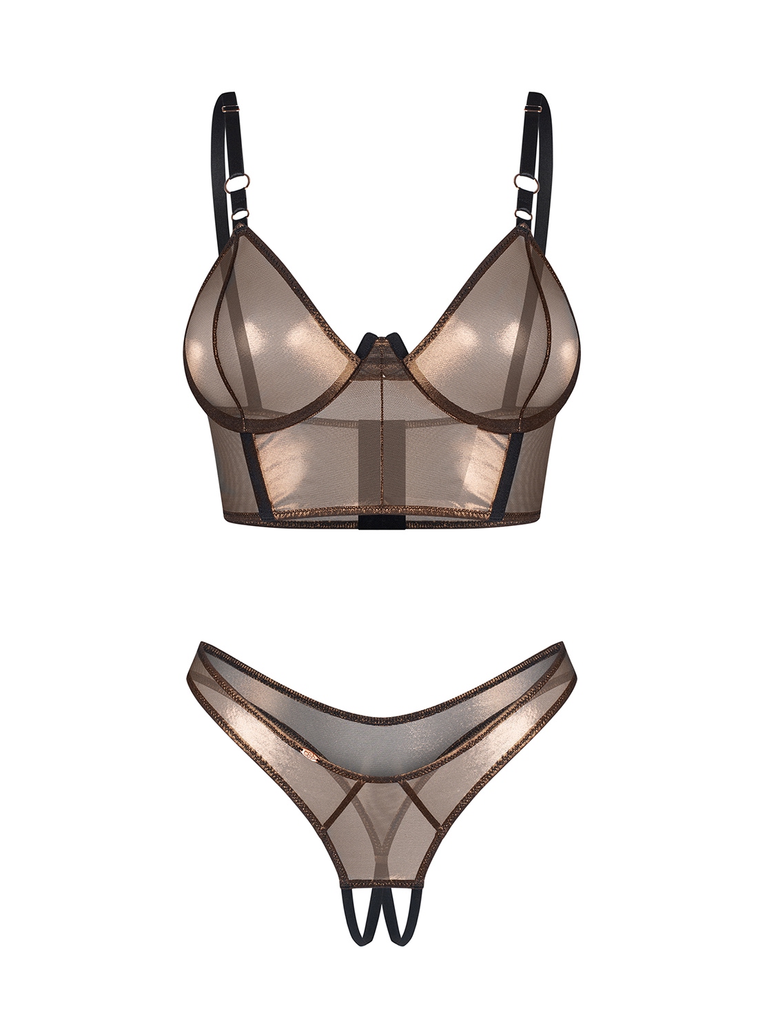Obsessive Soranna komplet: top i stringi z otwartym krokiem