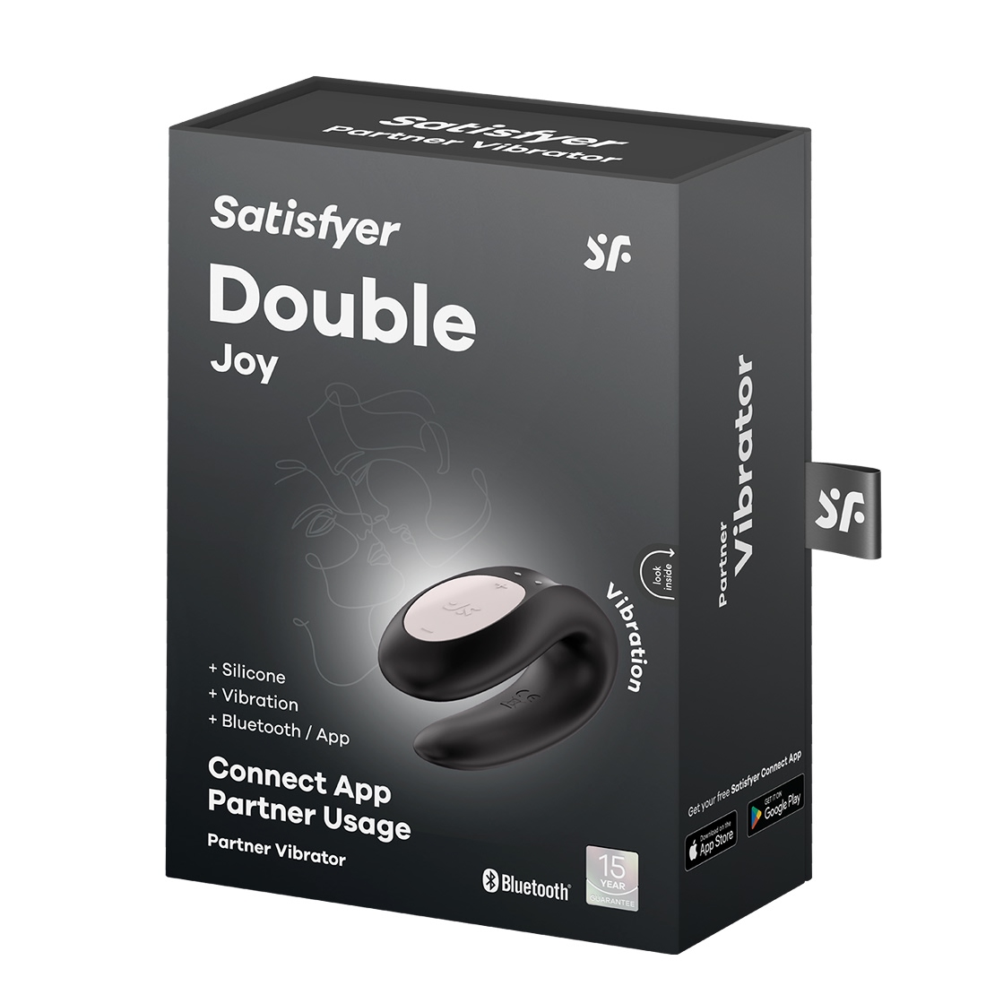 Satisfyer Double Joy wibrator dla par sterowany telefonem czarny - opakowanie produktu