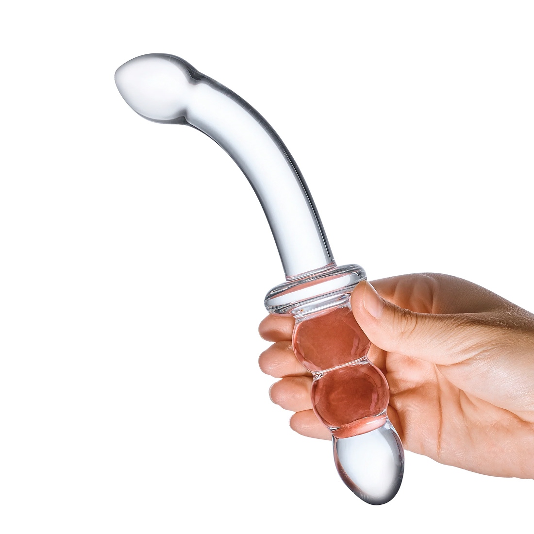 Gläs 8” Ribbed 2 w 1 szklane dildo i koraliki analne 