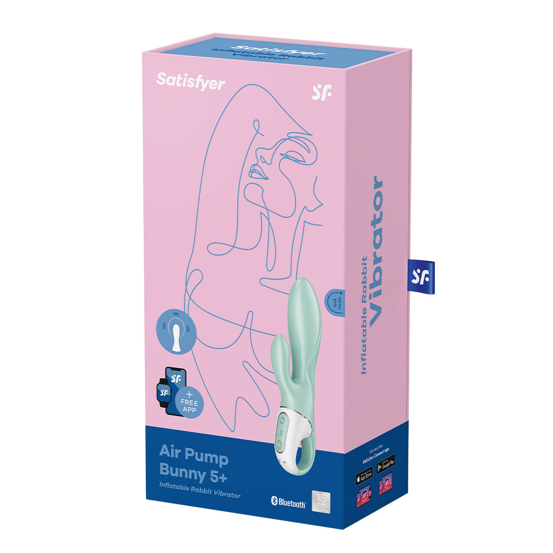 Satisfyer Air Pump Bunny 5+ wibrator króliczek o zmiennej średnicy sterowany telefonem 