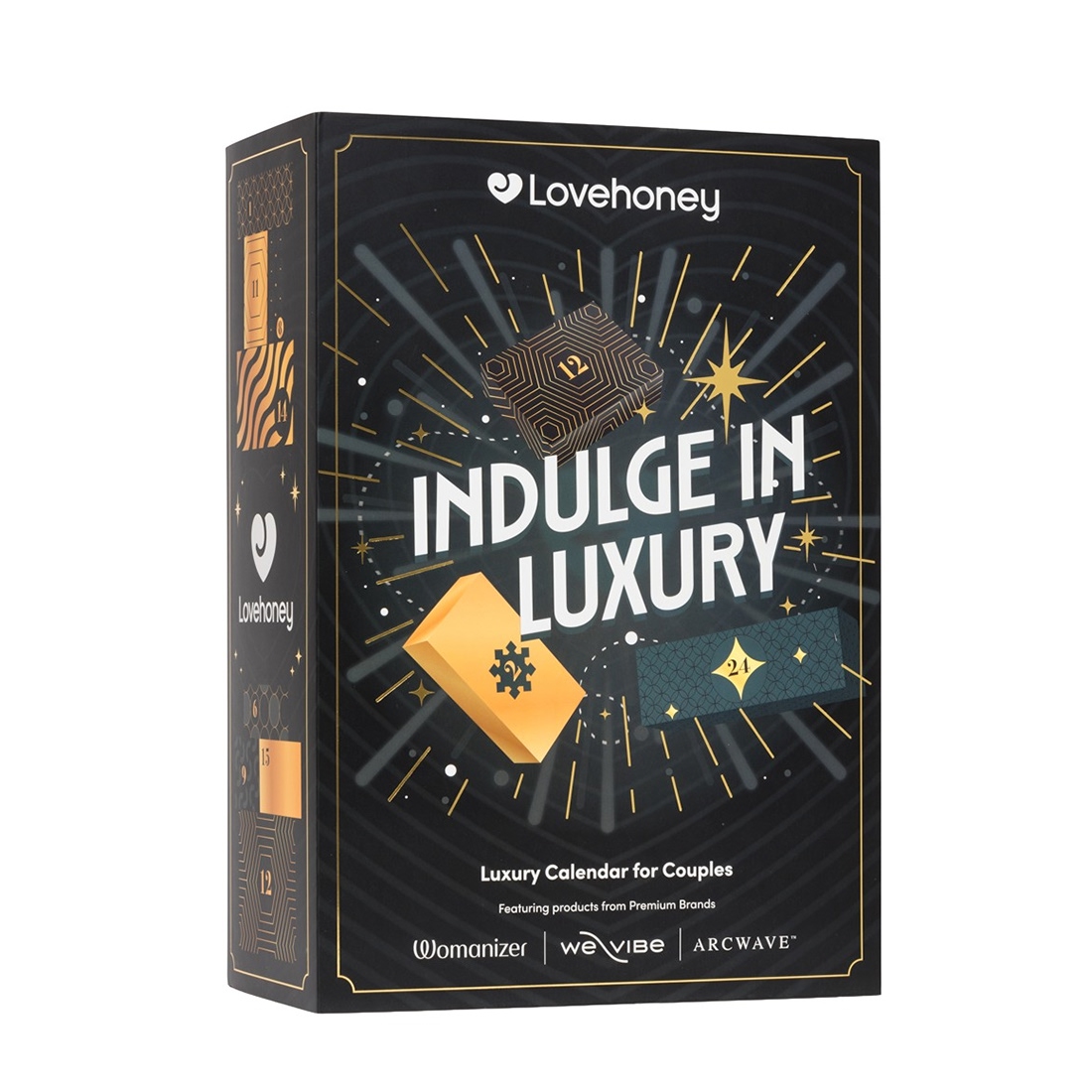 Womanizer Indulge in Luxury kalendarz z gadżetami i akcesoriami dla par na 24 dni Womanizer Indulge in Luxury kalendarz z gadżetami i akcesoriami dla par na 24 dni