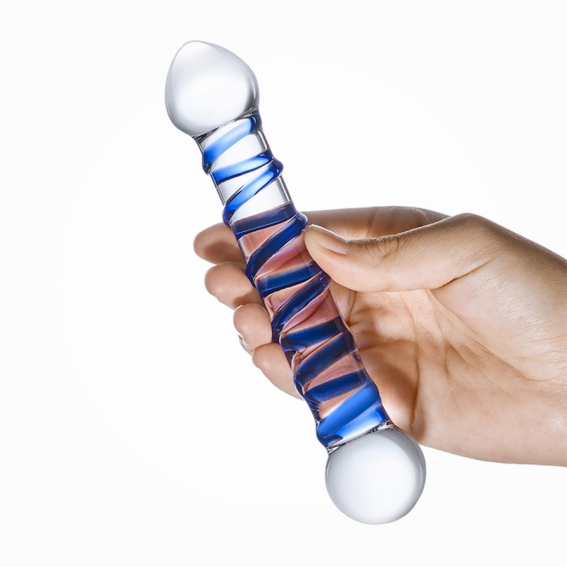 Gläs Spiral szklane dildo