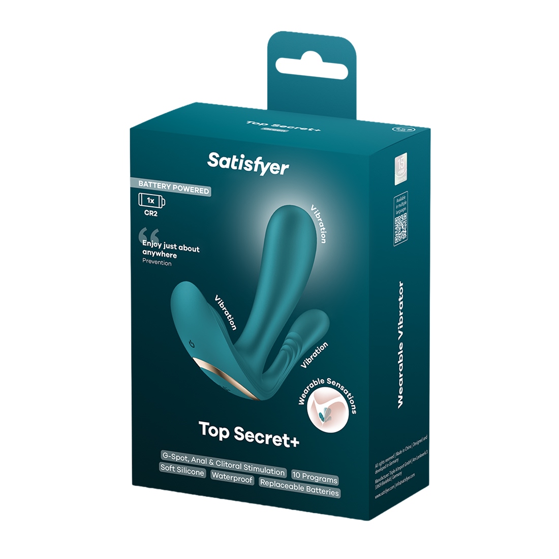 Satisfyer Top Secret+ Battery Powered wibrator króliczek z końcówką analną 