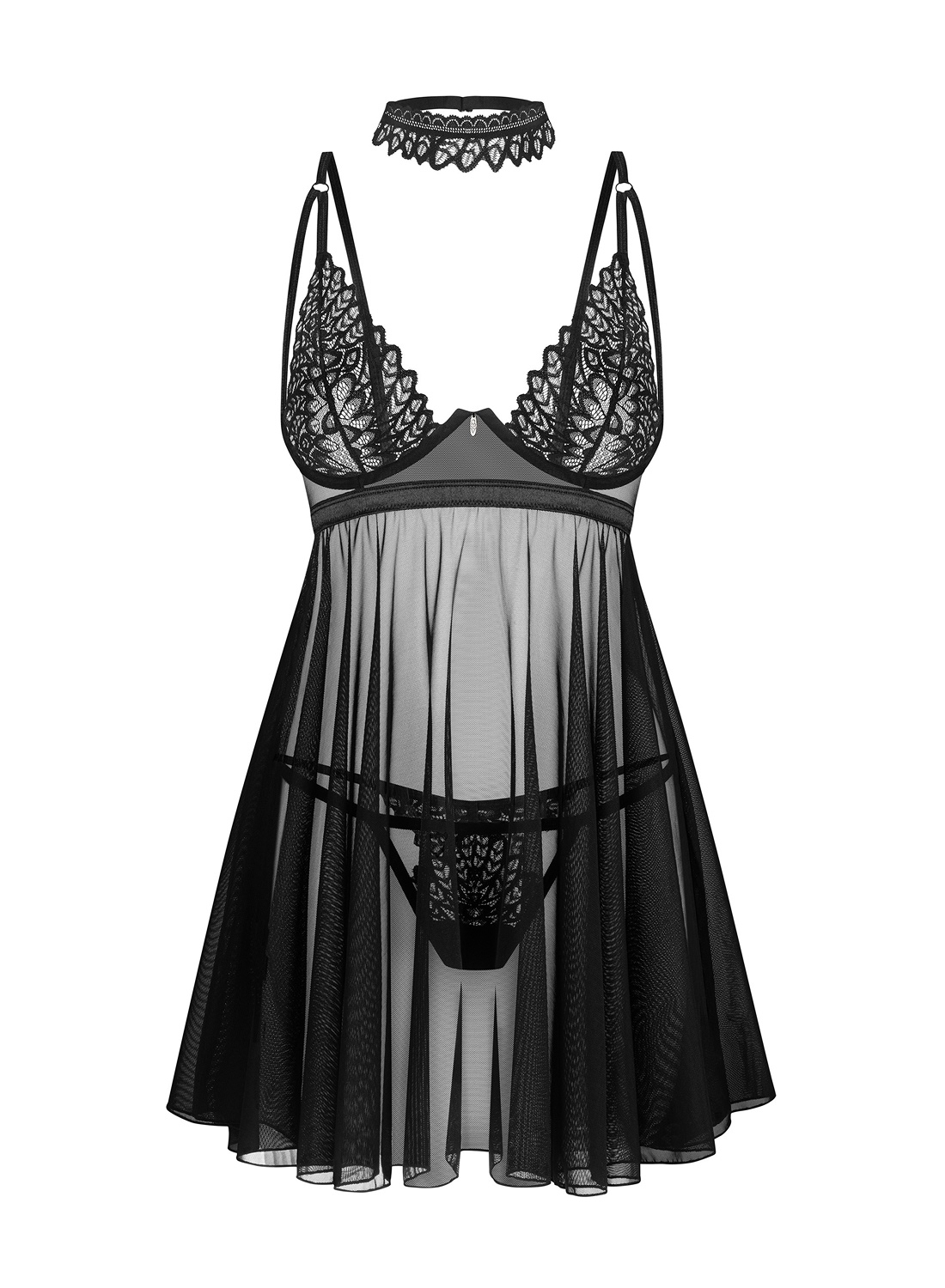 Obsessive Donarella koszulka babydoll z chokerem i stringi