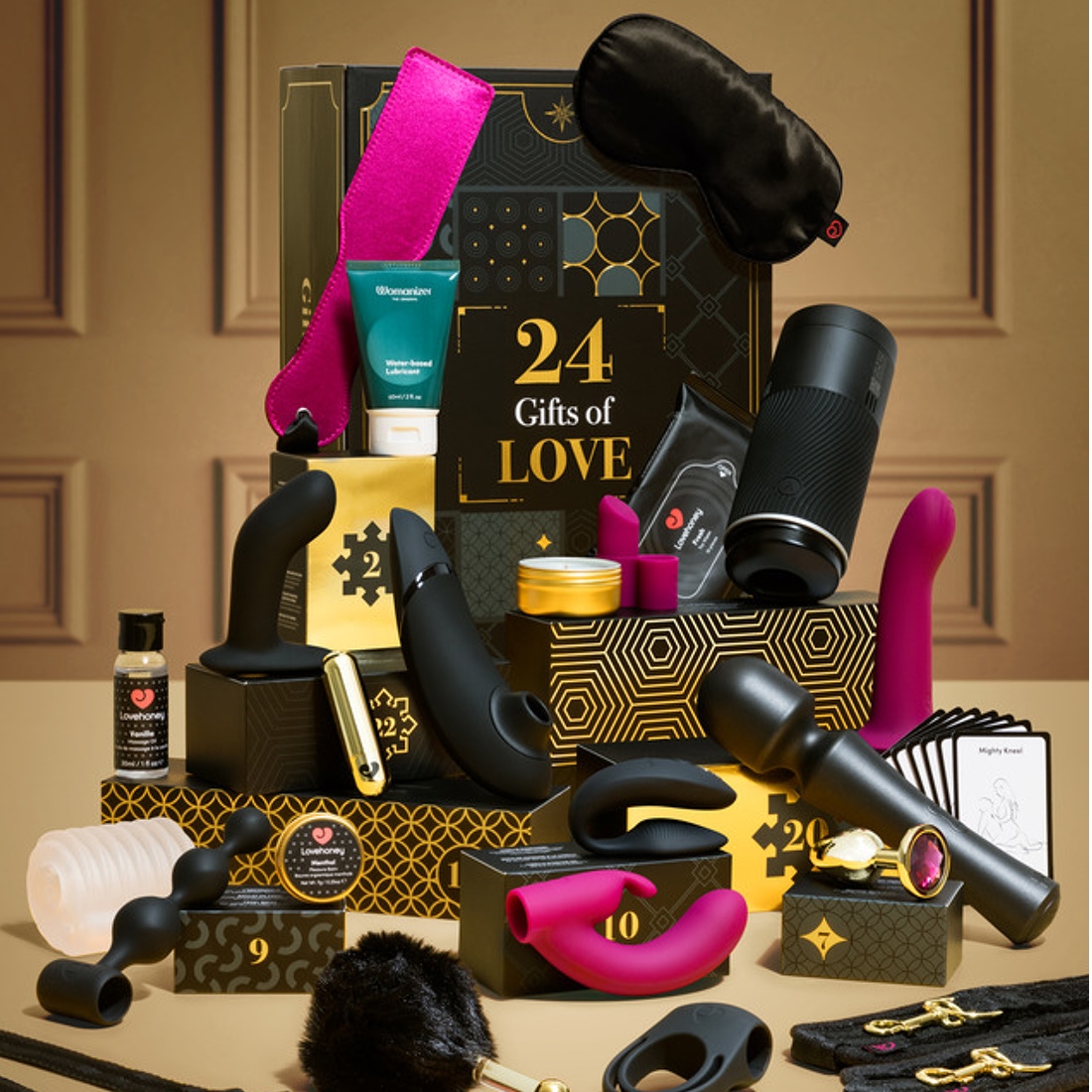 Womanizer Indulge in Luxury kalendarz z gadżetami i akcesoriami dla par na 24 dni