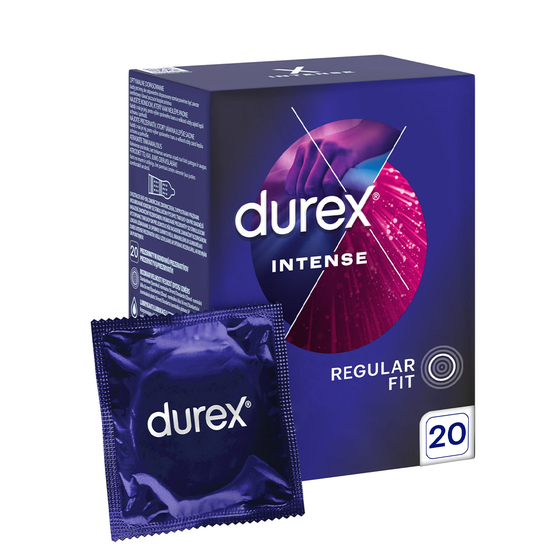 Durex Intense prezerwatywy z prążkami, wypustkami i żelem stymulującym