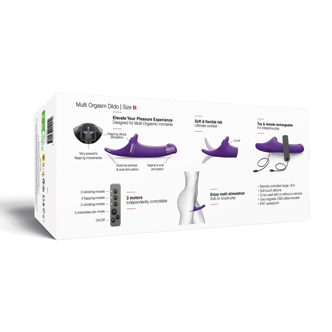 Strap-On-Me Multi Orgasm Dildo M wibrujące dildo dla par sterowane pilotem