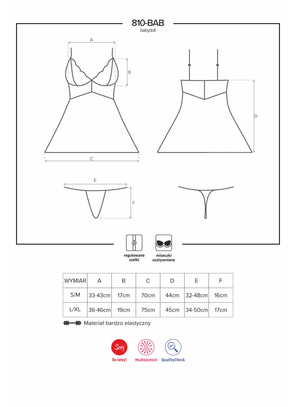 Obsessive koszulka babydoll i stringi (810-BAB-2)