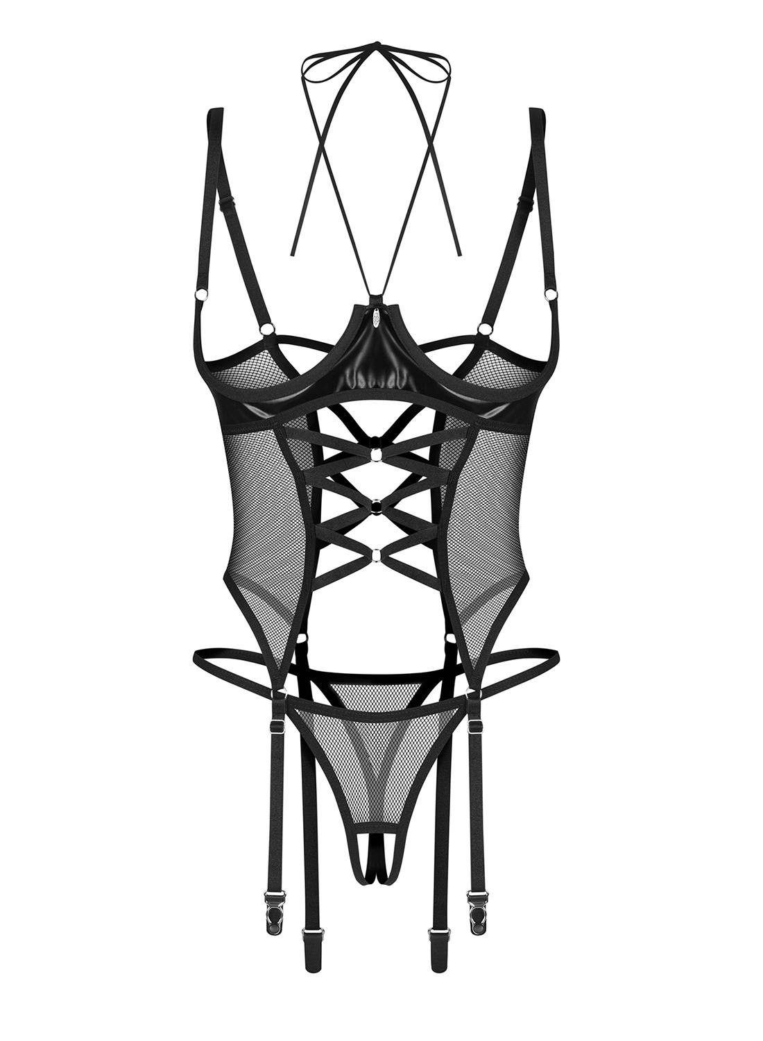 Obsessive Dominna gorset i stringi z otwartym krokiem