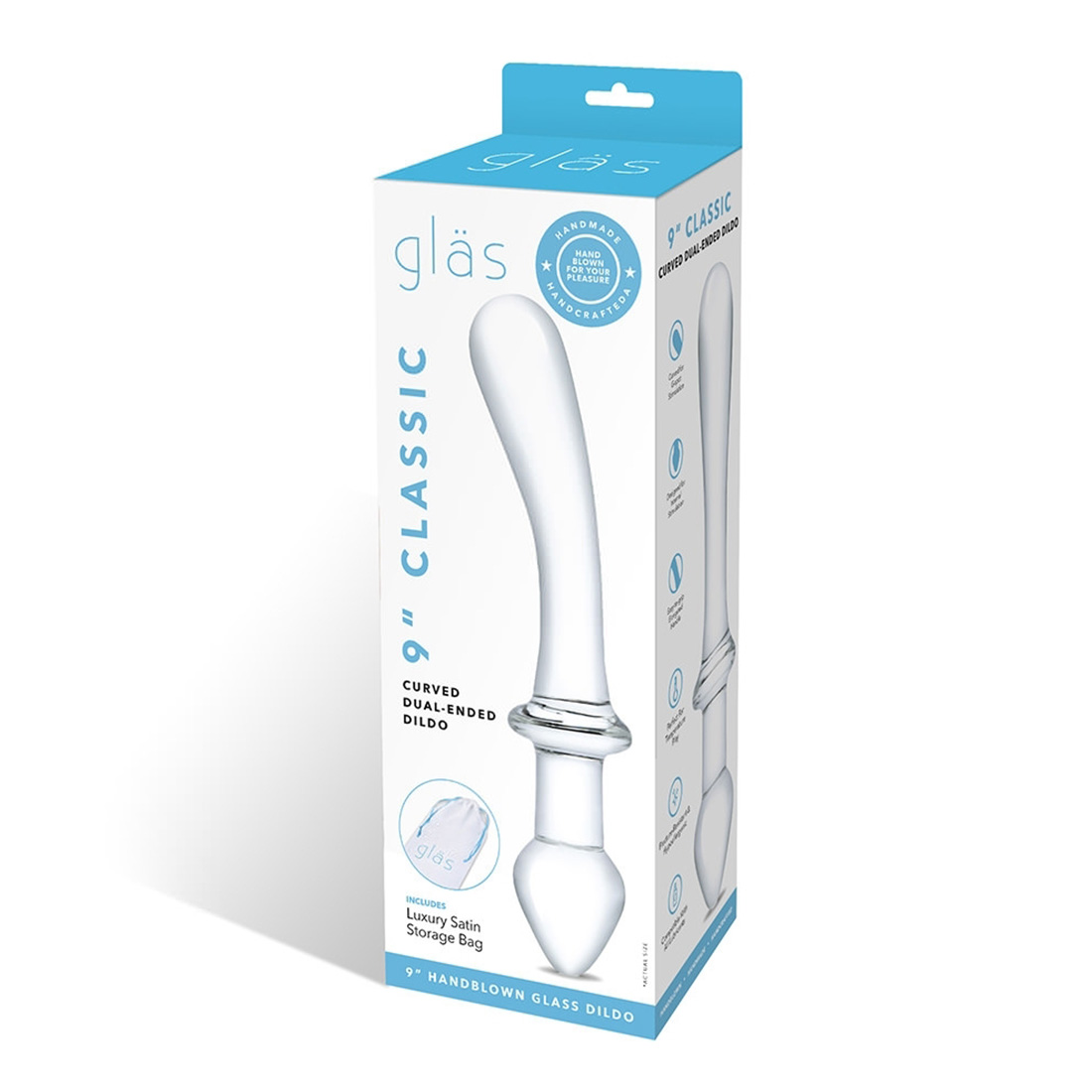 Gläs Classic Curved 2 w 1 szklane dildo i korek analny