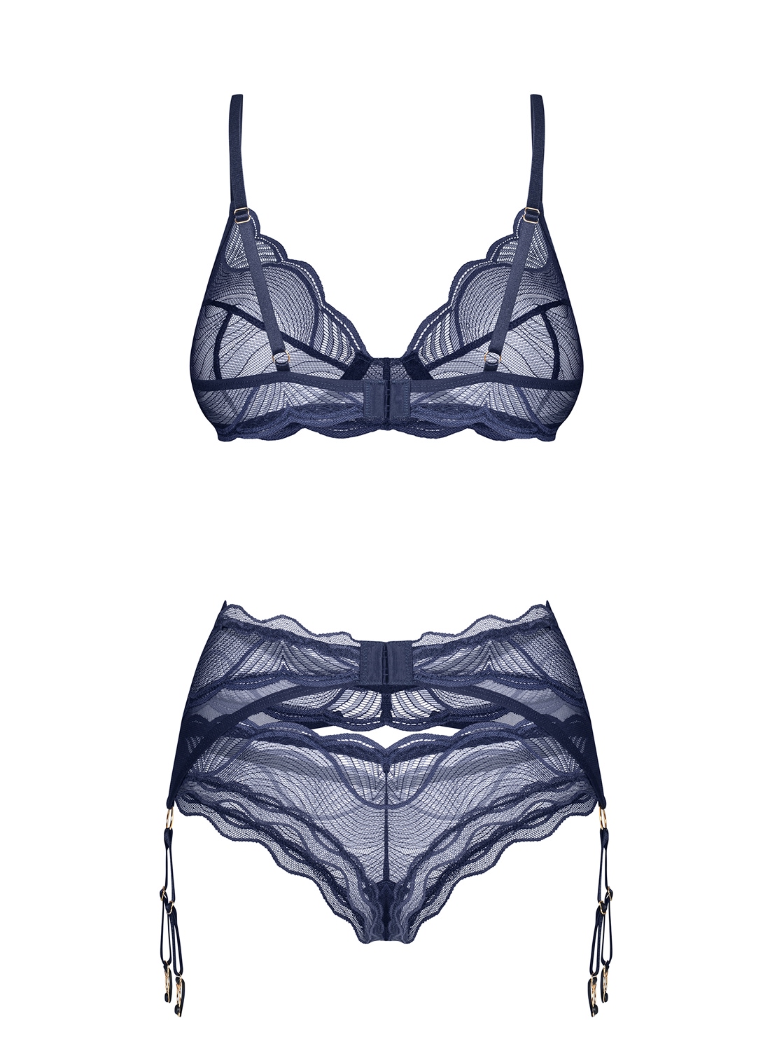 Obsessive Nightly Blue komplet: biustonosz, figi i pas do pończoch