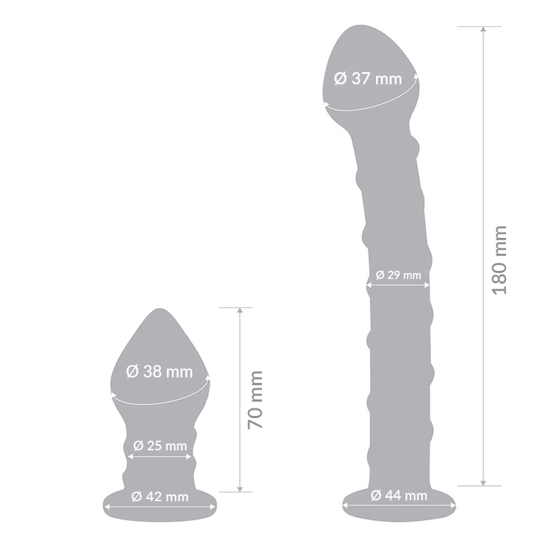 Gläs Double Penetration szklany zestaw dildo i korek analny