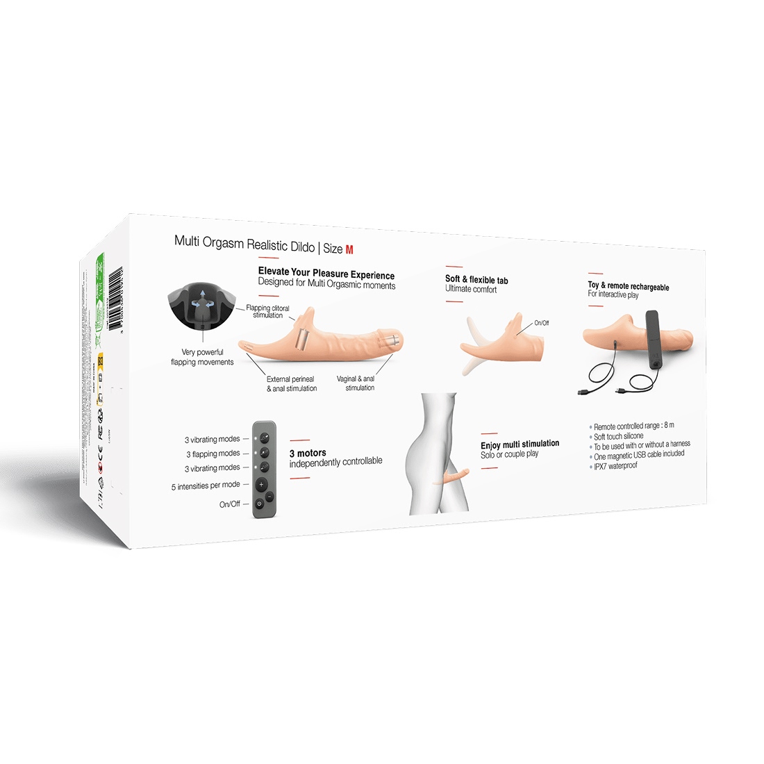 Strap-On-Me Multi Orgasm Realistic Dildo M realistyczne dildo dla par sterowane pilotem