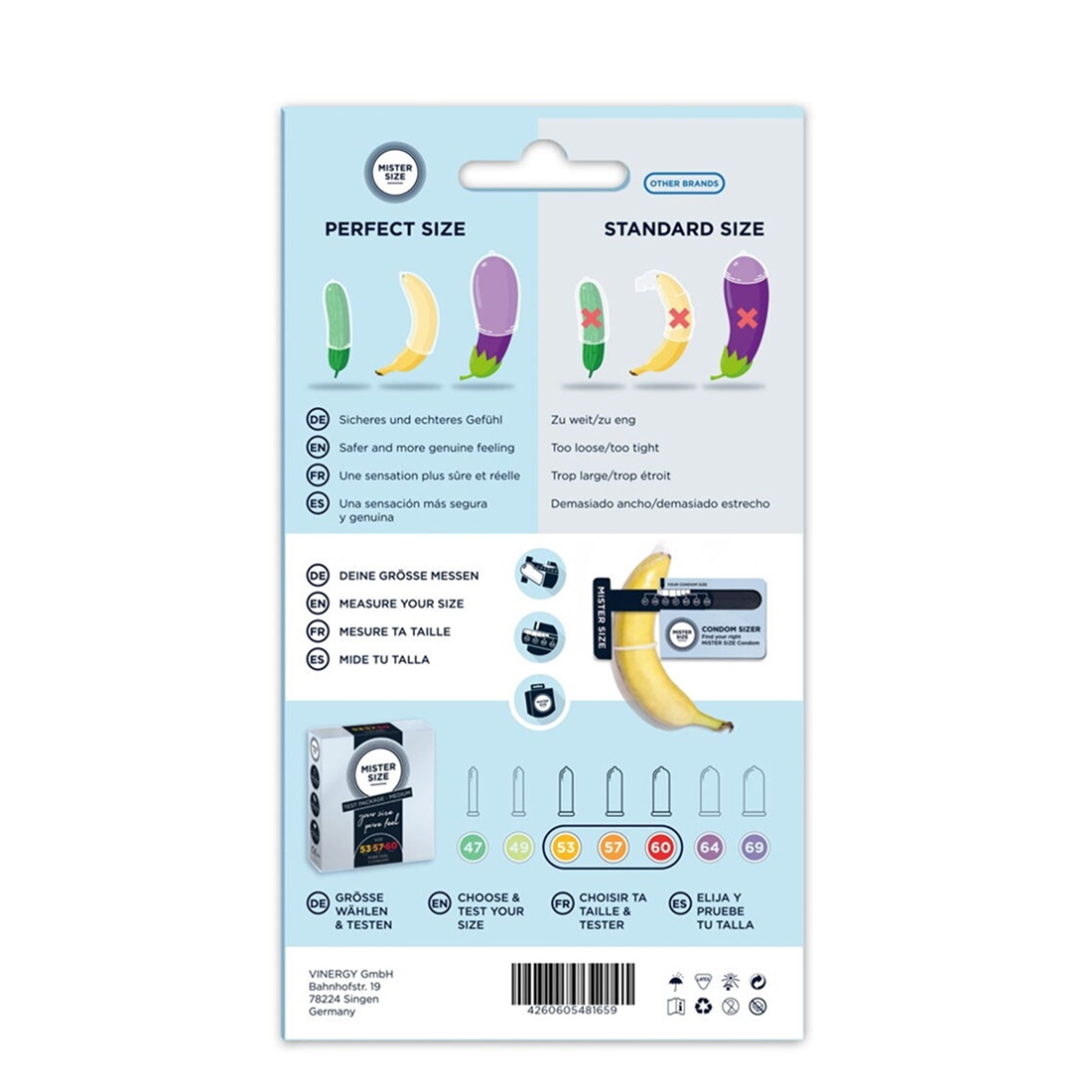 Mister Size 53 57 60 zestaw testowy prezerwatyw w średnim rozmiarze