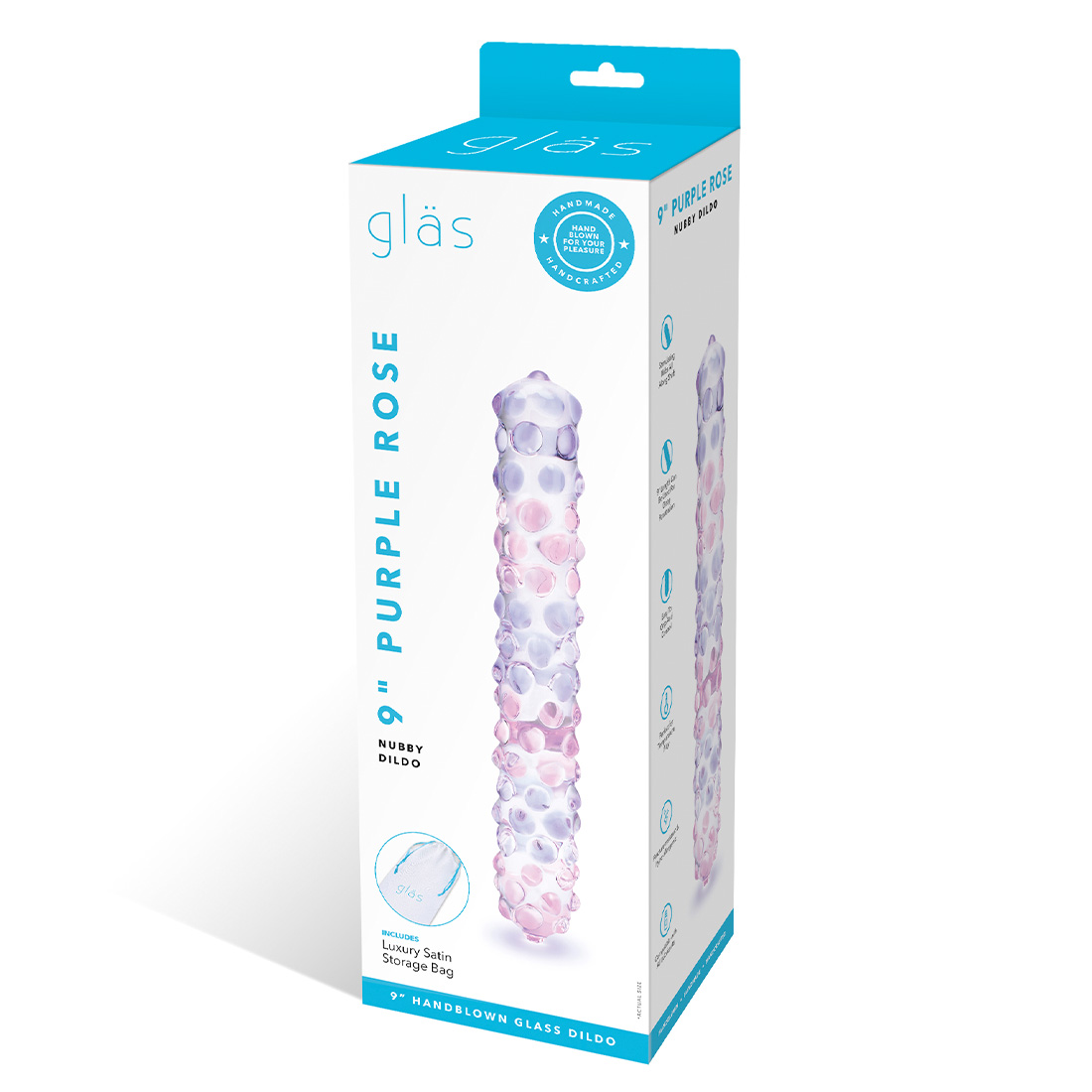 Gläs 9" Nubby szklane dildo