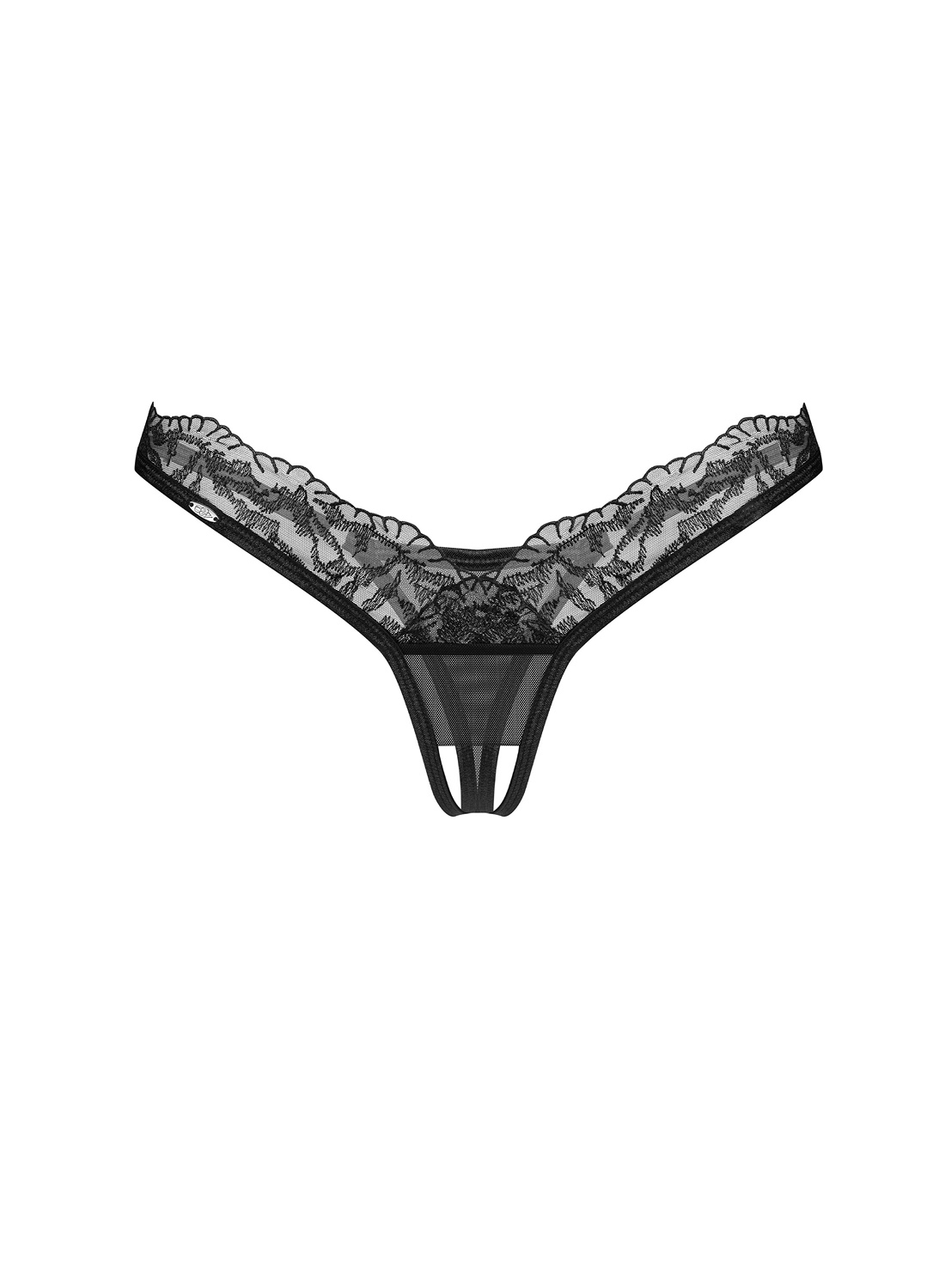 Obsessive Arrowel Black stringi z otwartym krokiem