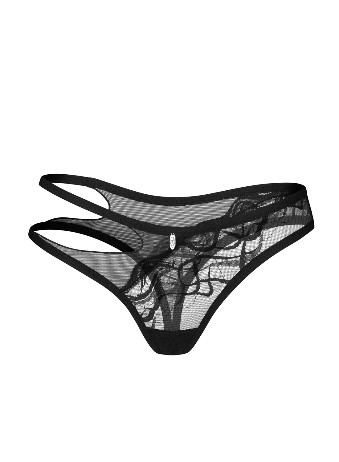 Exquisite by Obsessive MP Black stringi z wycięciem