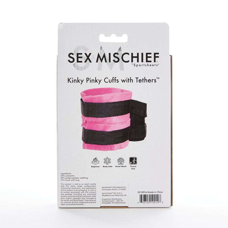 Sex&Mischief Kinky Pinky kajdanki z taśmami do krępowania