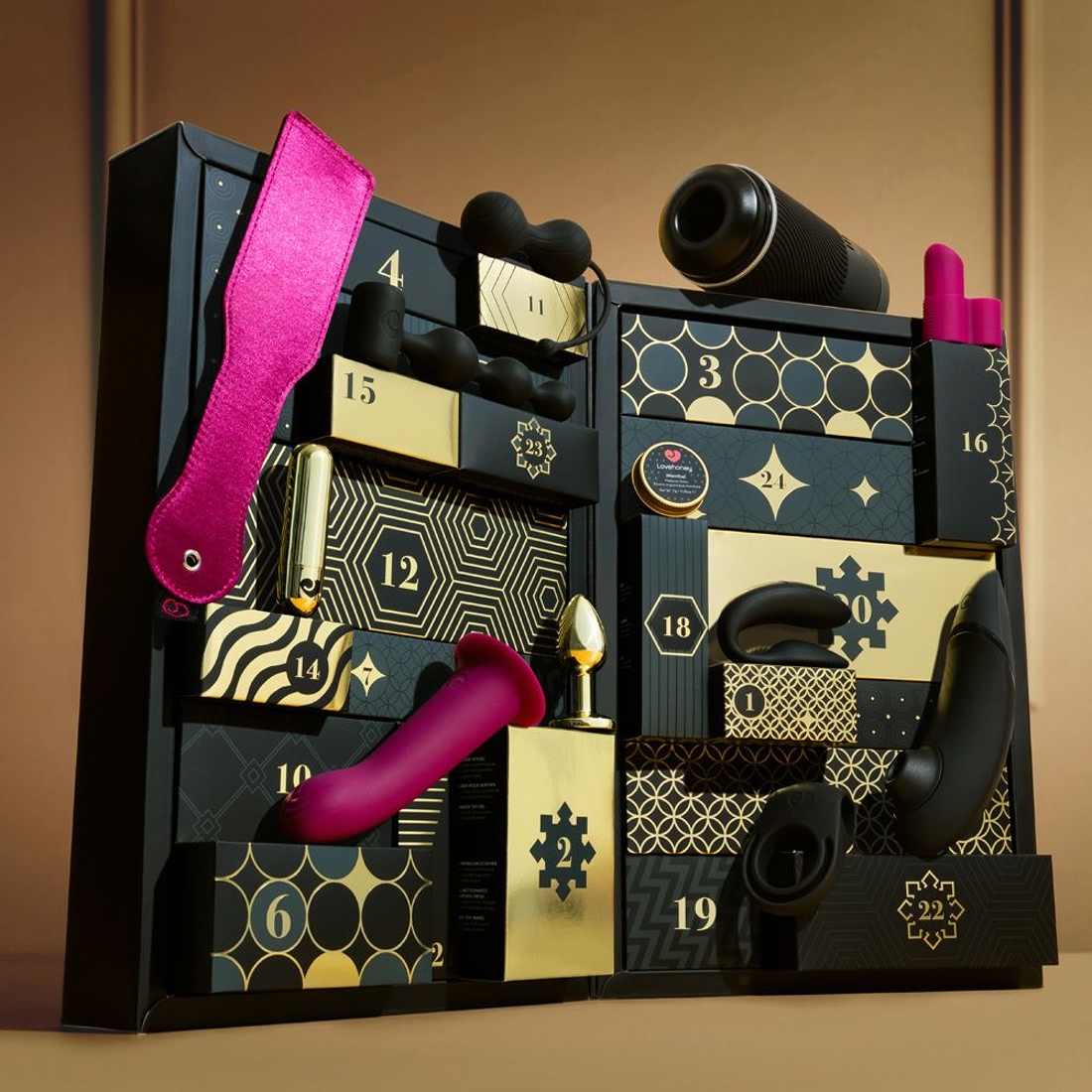 Womanizer Indulge in Luxury kalendarz z gadżetami i akcesoriami dla par na 24 dni