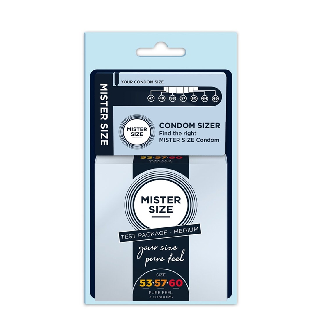 Mister Size 53 57 60 zestaw testowy prezerwatyw w średnim rozmiarze