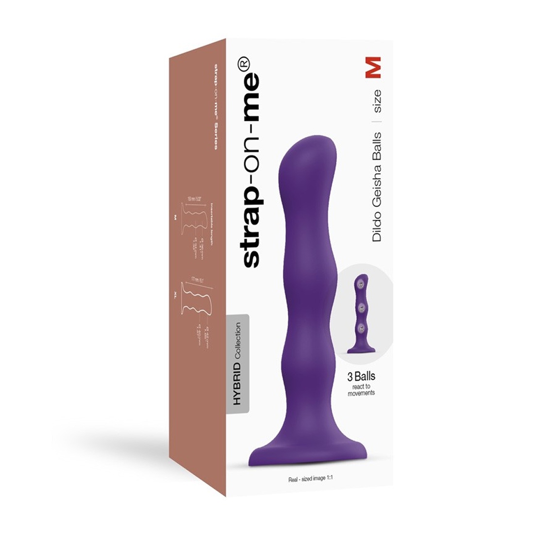 Strap-On-Me Geisha Balls M dildo z drgającymi kulkami