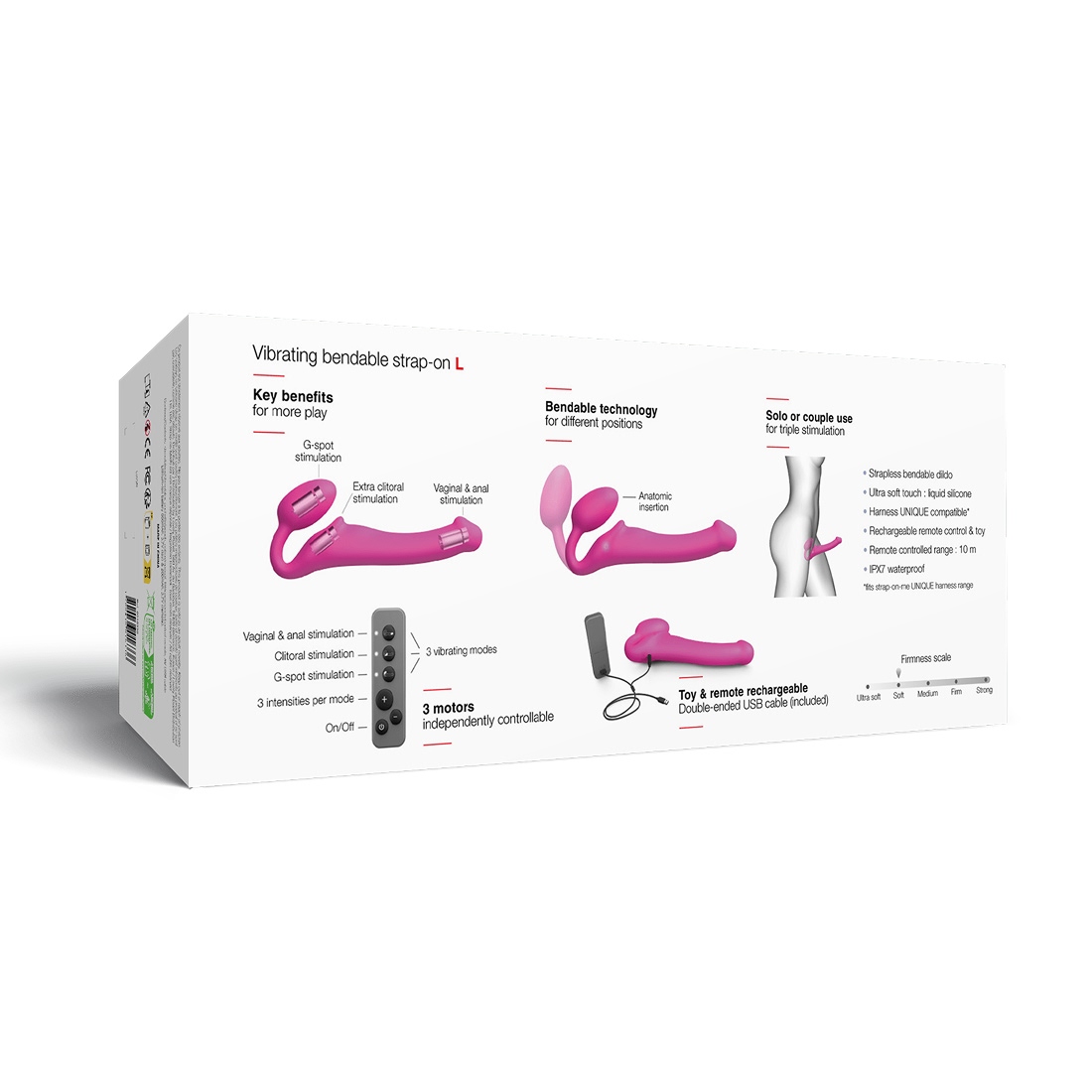 Strap-On-Me Vibrating Bendable Strap-on L wibrujący strap-on sterowany pilotem