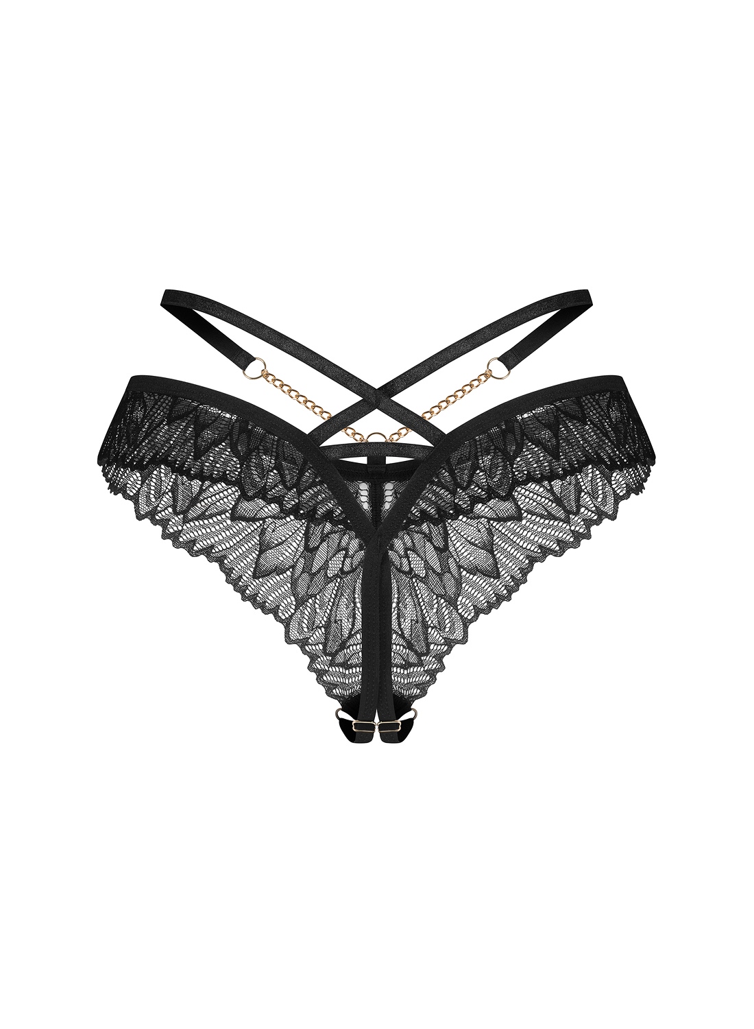 Obsessive Matildea Black stringi z otwartym krokiem