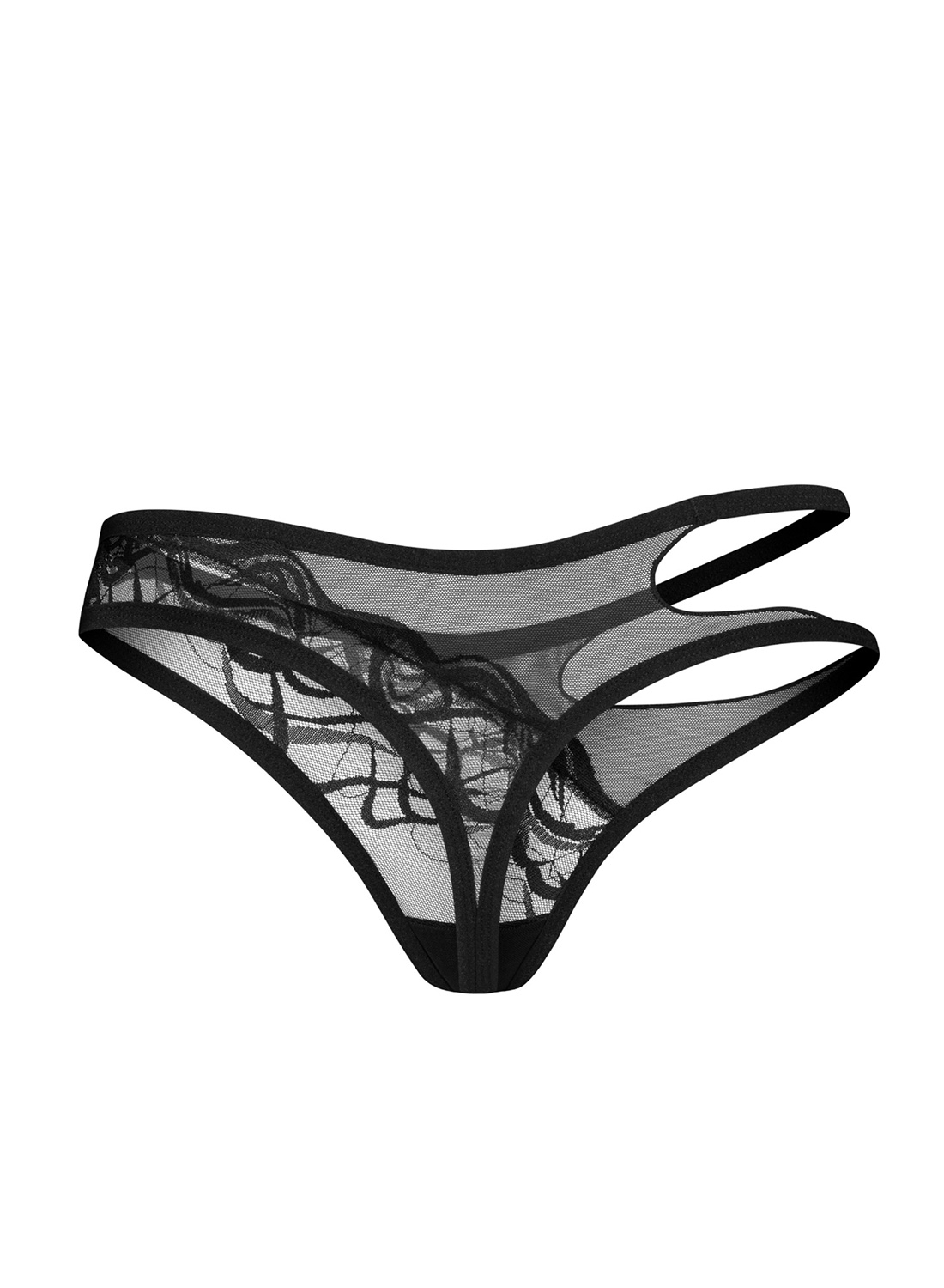 Exquisite by Obsessive MP Black stringi z wycięciem
