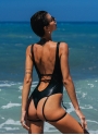 Obsessive jednoczęściowy kostium kąpielowy z podwiązkami czarny (Punta Negra)