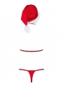 Obsessive komplet: biustonosz, stringi i czapka czerwono-biały (Santastic)