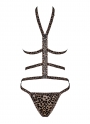 Obsessive komplet: otwarty top i stringi brązowo-czarny (Tigrita)