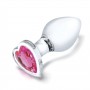 Gläs Heart Jewel Set zestaw szklanych korków analnych z kryształkiem różowo-bezbarwny