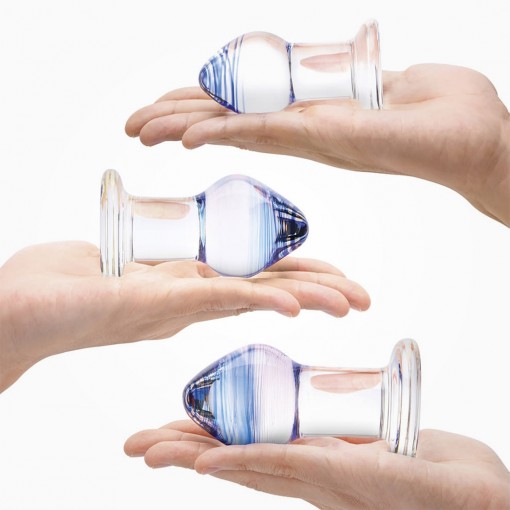 Gläs Pleasure Droplets Set zestaw szklanych korków analnych granatowo-bezbarwny