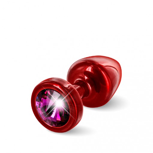 Diogol Anni korek analny z kryształkiem Swarovskiego czerwono-różowy 25 mm
